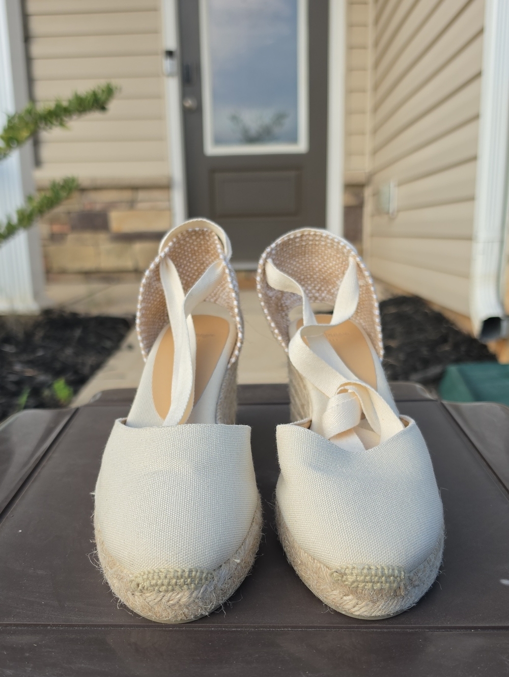 Castaner Cream Ivory Espadrille Wedge Sandals with Ankle Wrap Size 39(8) - Picture 4 of 8